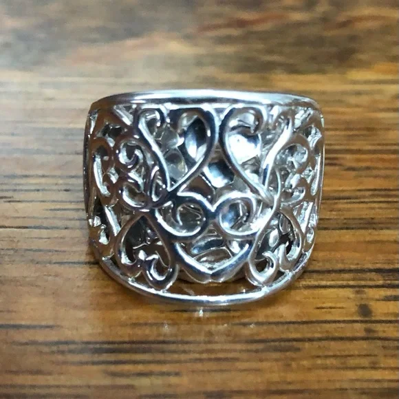 $62 Estate Ring Sterling Silver Marked K 925 China 11.2 grams Size 8 - Picture 2 of 7